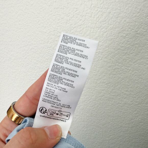 [Urban Outfitters] Blue Floral Embroidered 90s Babydoll Mini Dress Size Large L - Picture 10 of 12